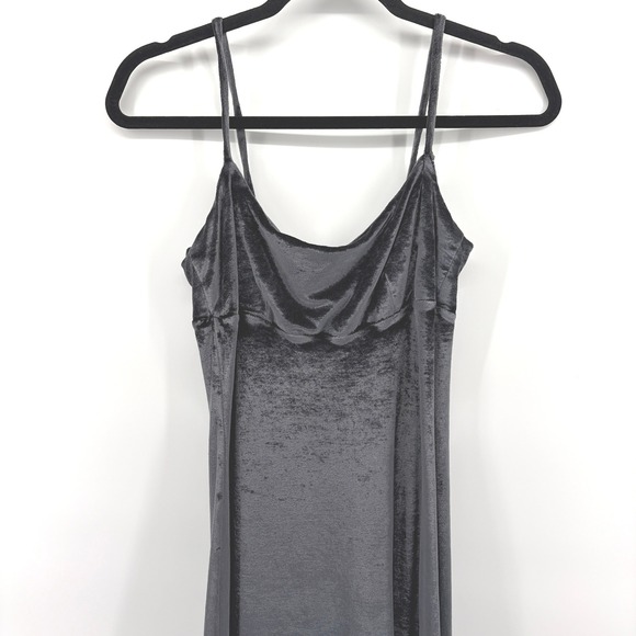 BCBG Max Azria Grey Velvet‎ Spaghetti Strap Slip Dress Size 2 Y2K 90s Minimalist - Picture 2 of 9